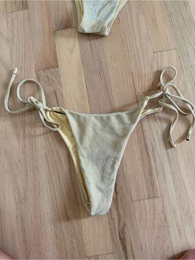 Monday swimwearGold Shimmery Tie-Side Bikini Bottom